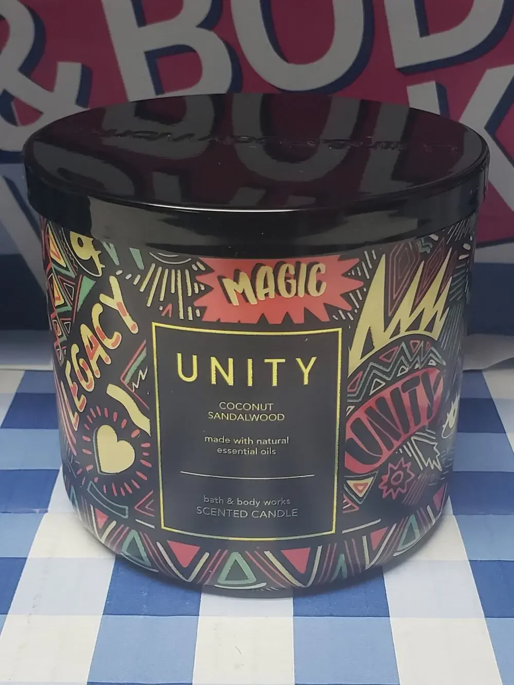 BBW UNITY Coconut Sandalwood Large 3 Wick Candle - Love Grow Together Strong